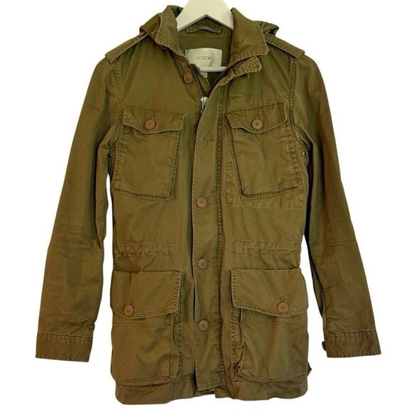 J.Crew olive green cargo zipper pocket front jacket size xs - Picture 1 of 9